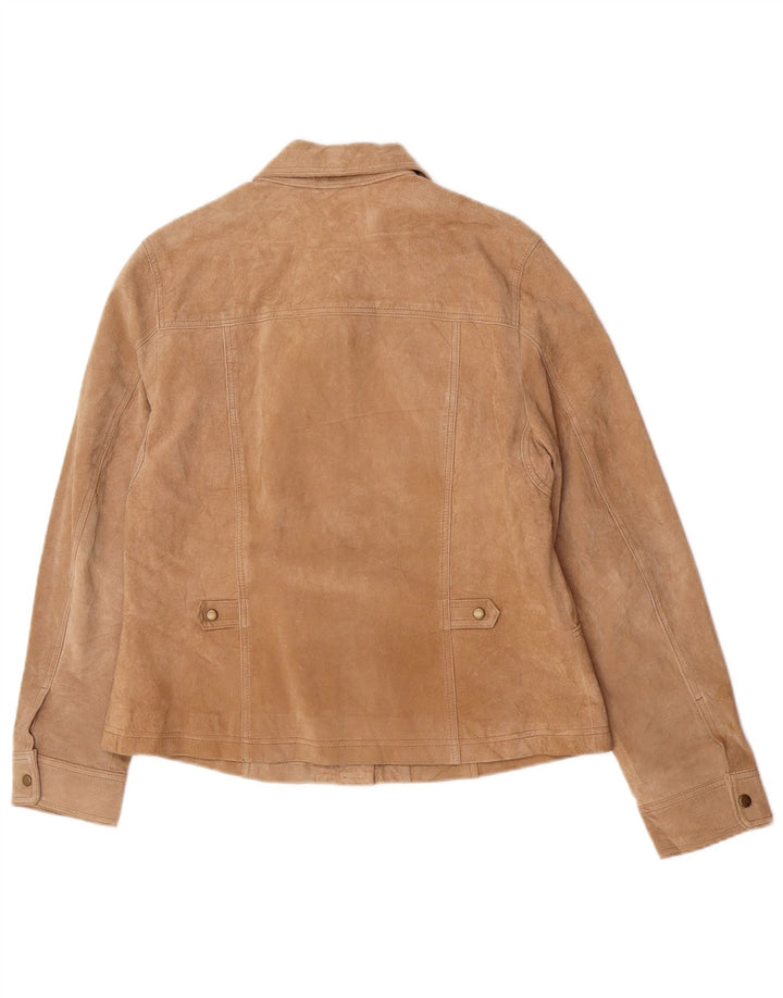 Coldwater Creek Damen Wildlederjacke UK 16 Großes braunes Leder