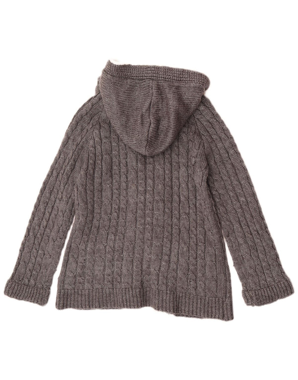 Zara Womens Hooded Duffle Cardigan Sweater UK 14 Großes graues Acryl