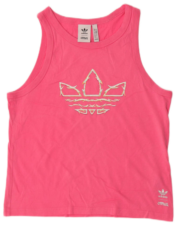 Adidas Damen Pabllo Vittar Graphic Vest Top UK 14 Mittelrosa Baumwolle