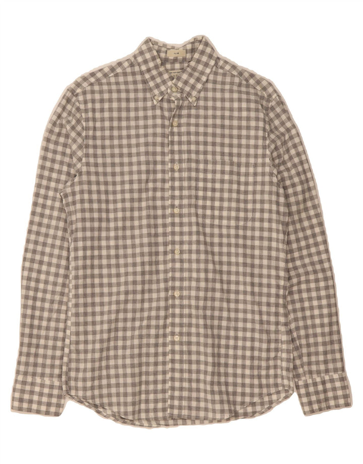J. CREW Mens Slim Shirt Small Grey Gingham Cotton Vintage J. Crew and Second-Hand J. Crew from Messina Hembry 