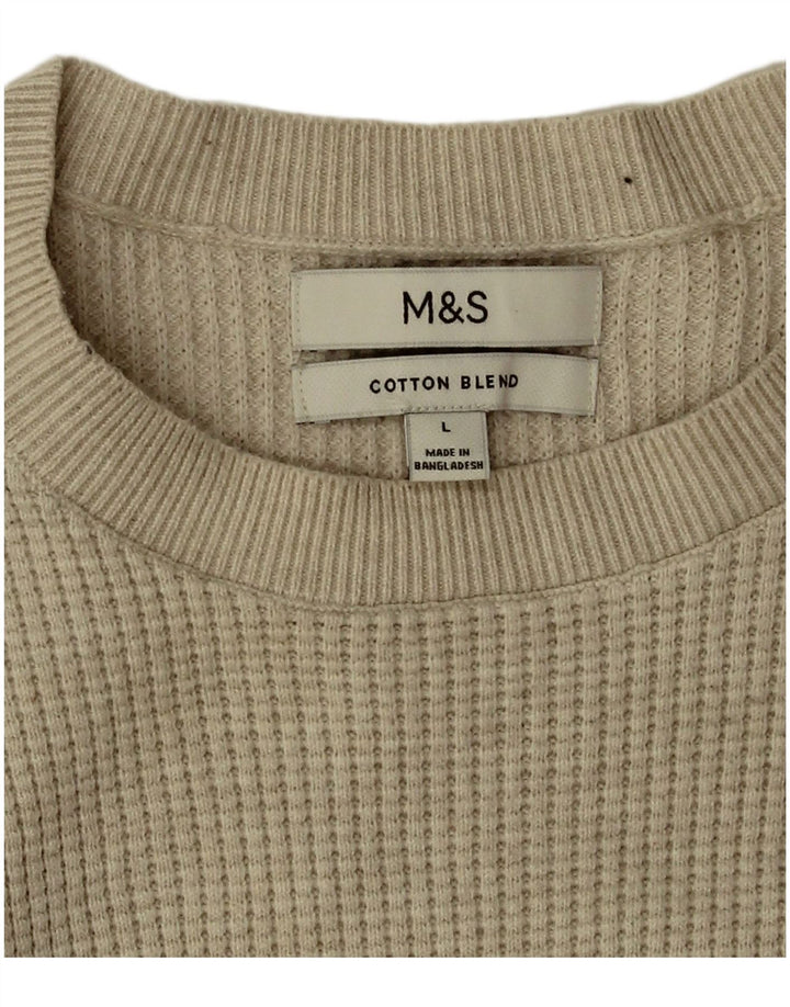Marks & Spencer Herren-Pullover mit Rundhalsausschnitt, groß, beige, Polyester