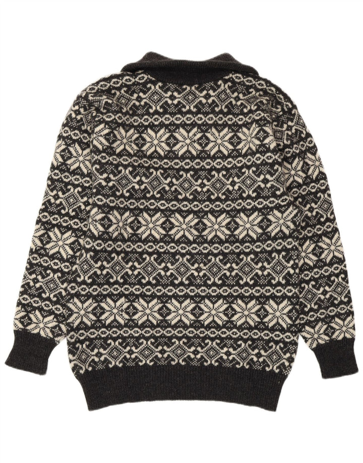 ANGELO LITRICO Damen-Pullover mit Reißverschluss am Hals, UK 16, Größe L, Grau, Fair Isle