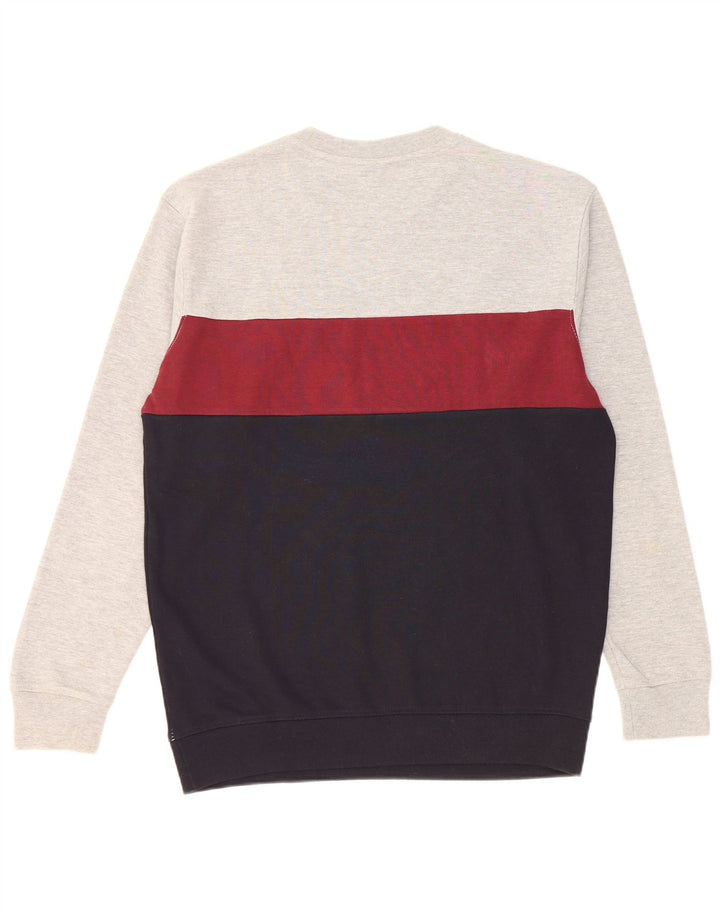 Zara Herren-Sweatshirt-Pullover, große graue Colourblock-Baumwolle