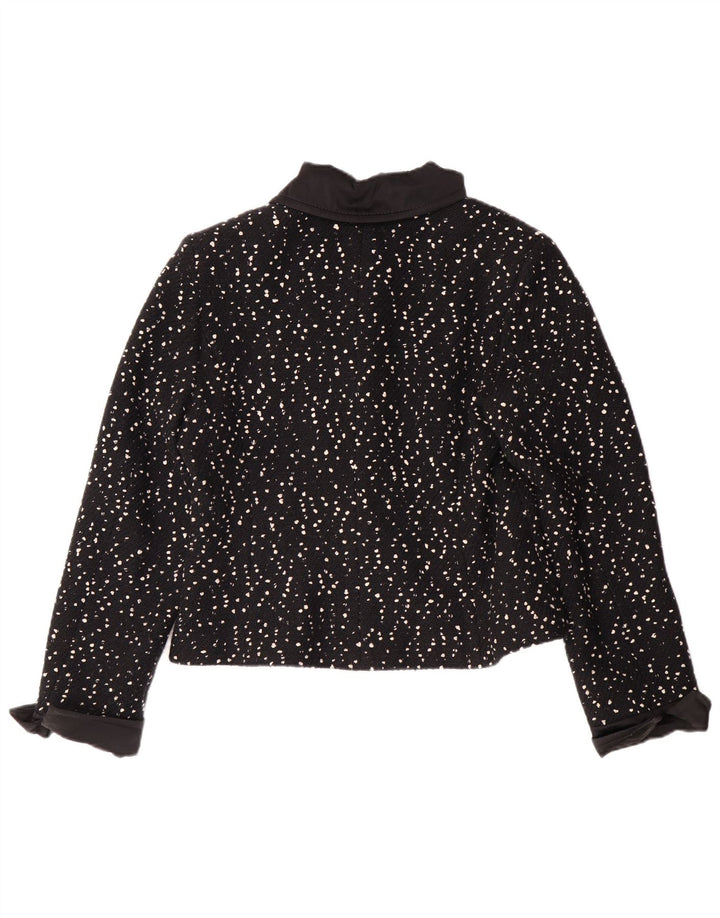 RENATO BALESTRA Damen Bolerojacke IT 44 Mittelschwarz gesprenkelte Wolle