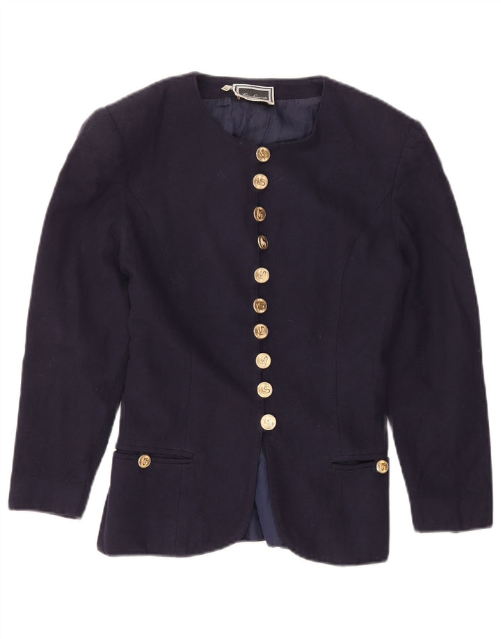 Luisa Spagnoli Damen Blazerjacke IT 42 Mittelmarineblaue Wolle