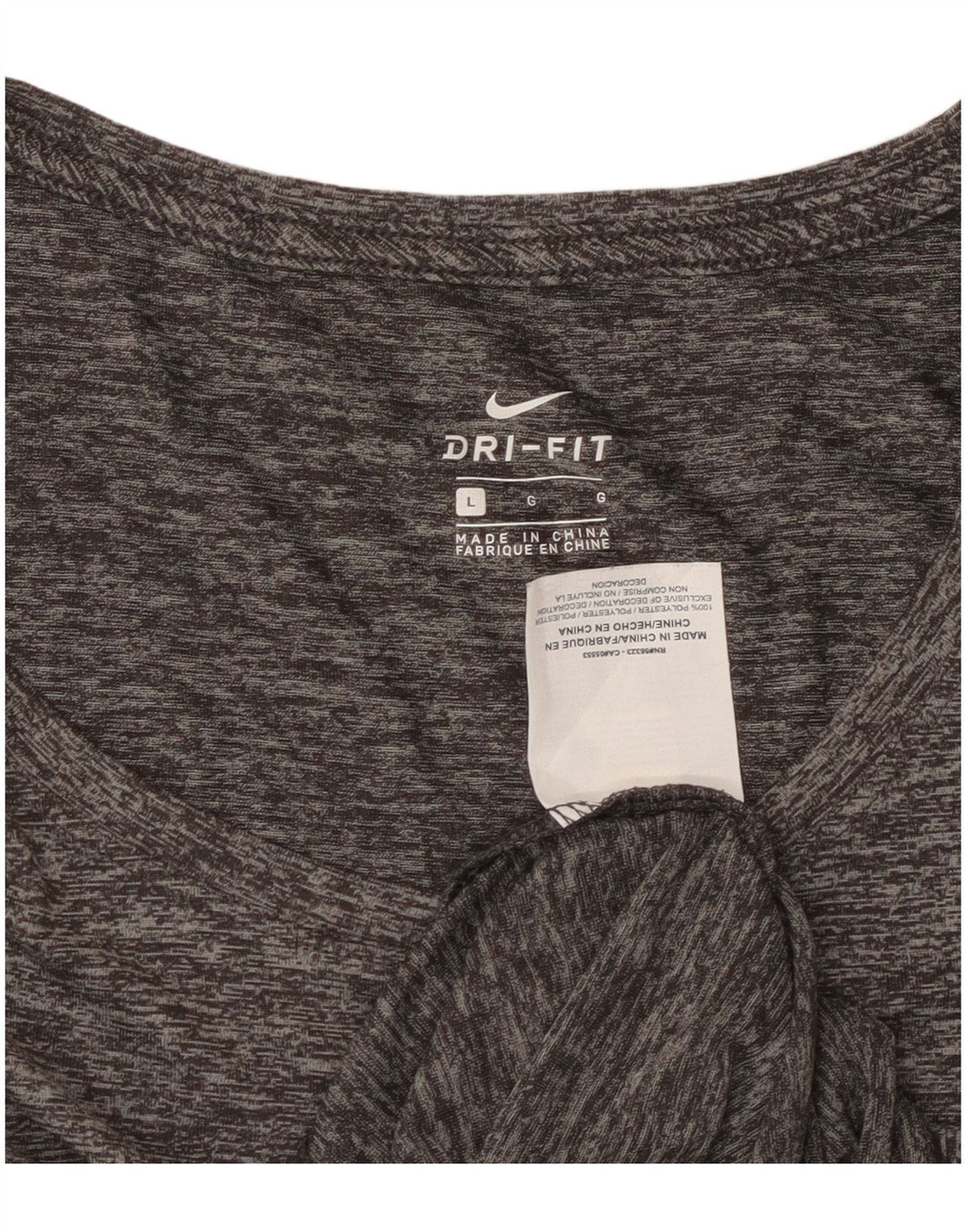 Nike Damen Dri Fit T-Shirt Top UK 16 Large Grau geflecktes Polyester