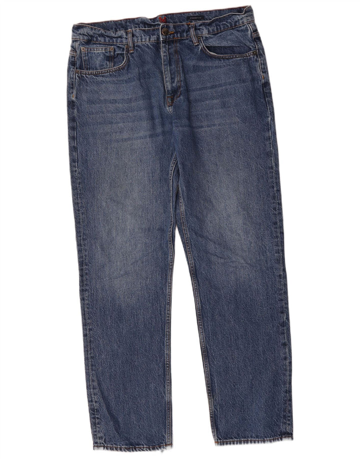 Crew Clothing Herren Straight Jeans W36 L32 Blau