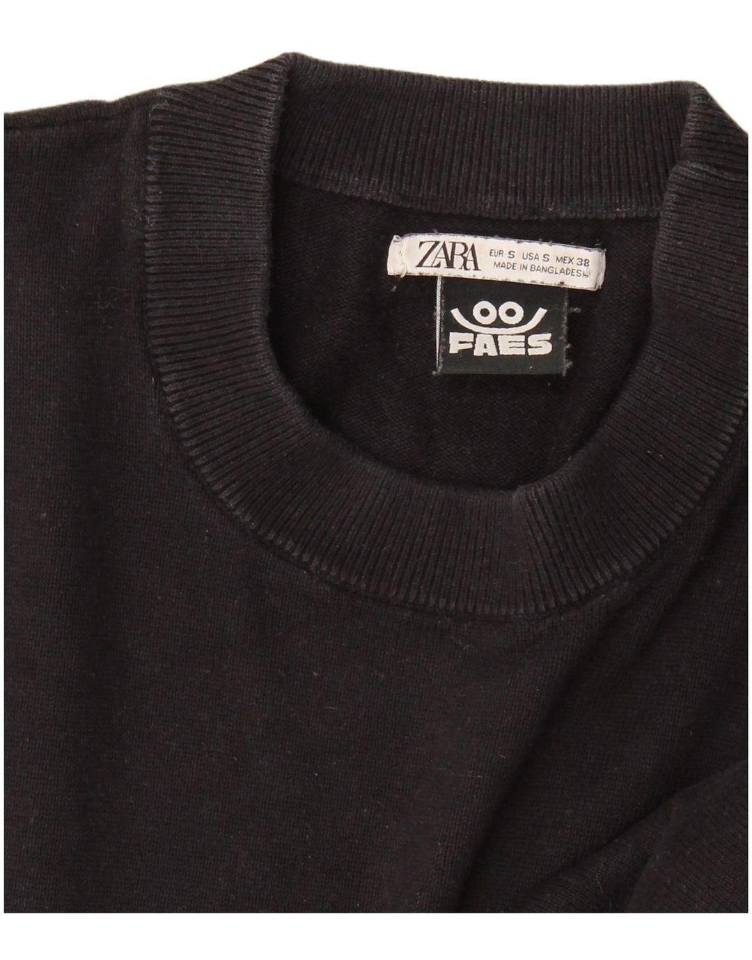 Zara Herren-Pullover mit Rundhalsausschnitt, Größe S, Schwarz