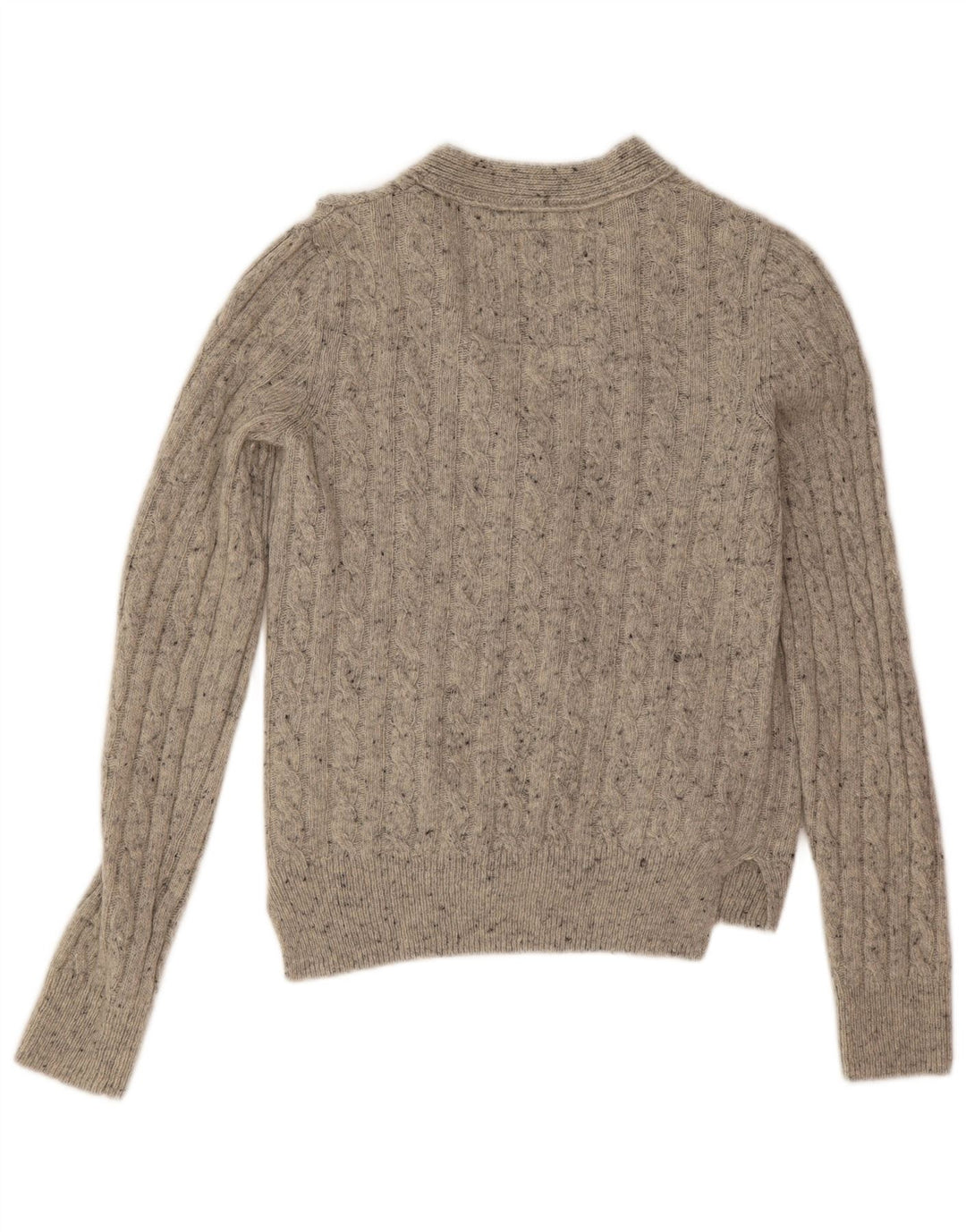 Superdry Damen-Strickjacke in Übergröße, Gr. 10, Größe S, grau gefleckte Wolle