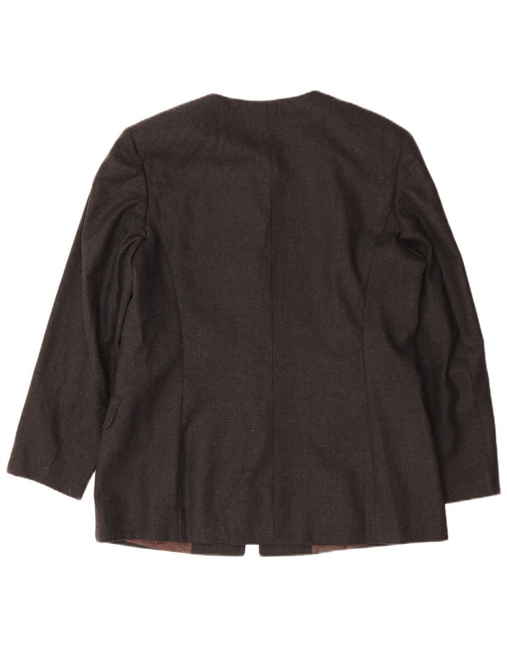 Vintage Damen Longline 4 Knopf Blazer Jacke IT 48 XL Graue Wolle