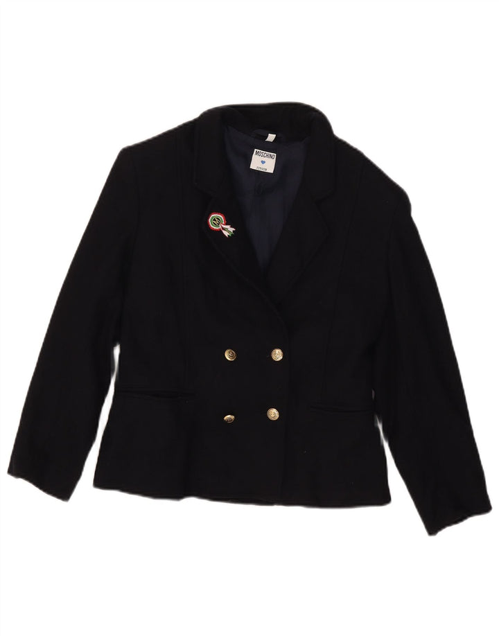 Zweireihiger Blazer für Mädchen von Moschino, 7–8 Jahre, marineblaue Wolle