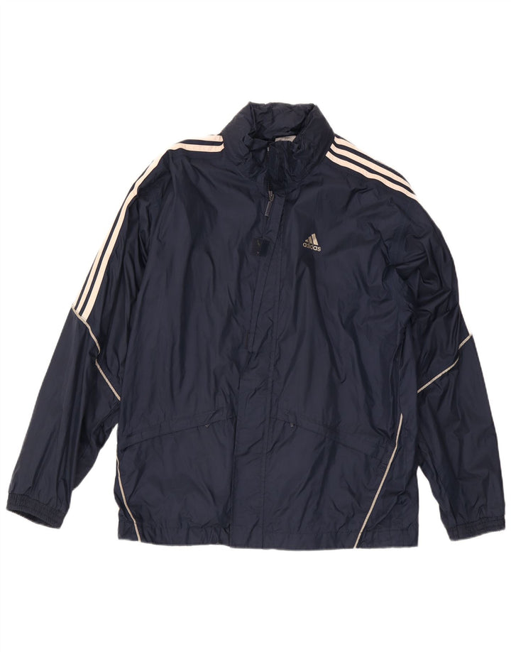 Adidas Herren Regenjacke mit Kapuze UK 36 Small Marineblau Polyamid