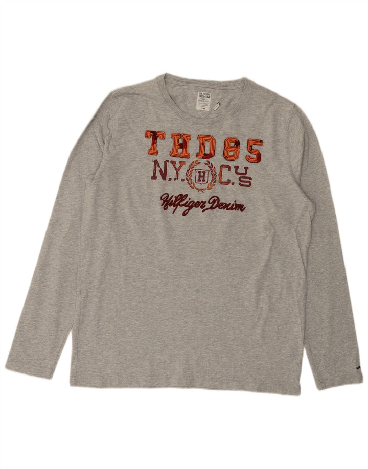Tommy Hilfiger Herren Graphic Top Langarm 2XL Grau Baumwolle