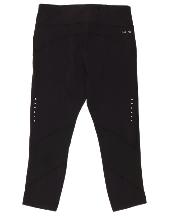 Nike Damen Dri Fit Capri-Leggings UK 12 Mittelschwarzes Nylon