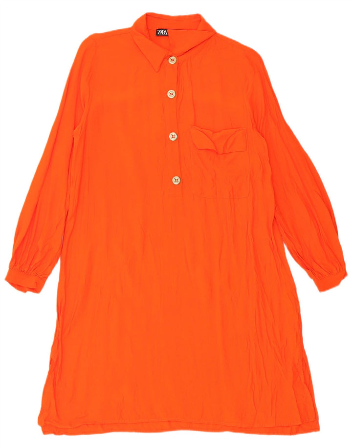 Zara Damen Pullover-Hemdkleid UK 10 Small Orange Viskose