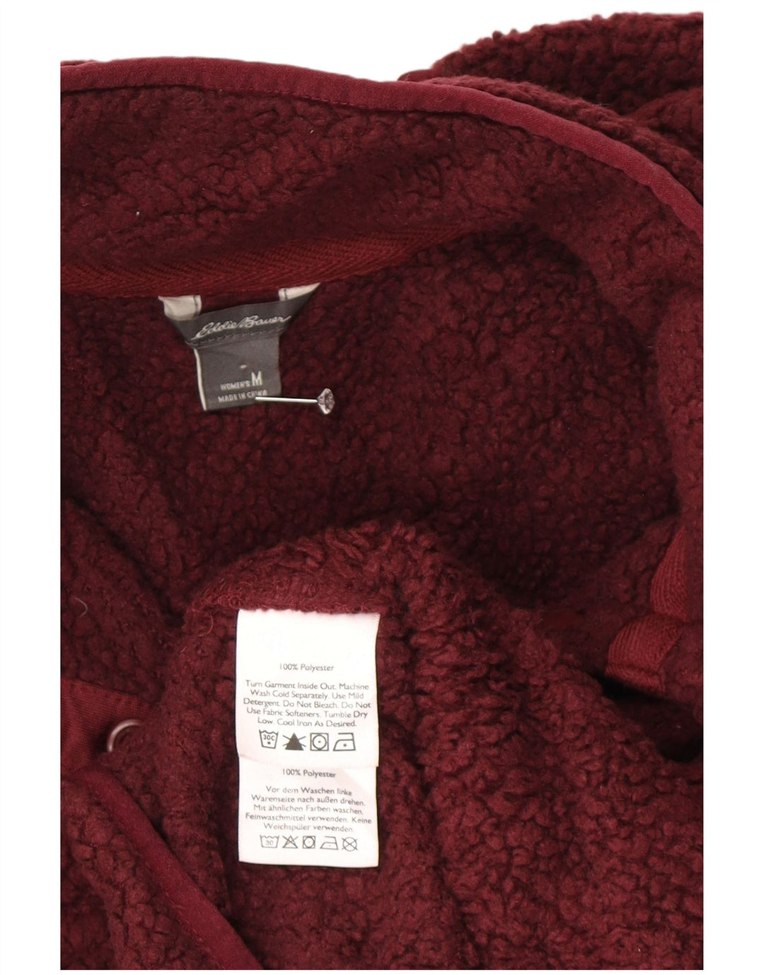 Eddie Bauer Damen-Fleecepullover mit Knopfkragen, UK 14, mittleres Burgunderrot
