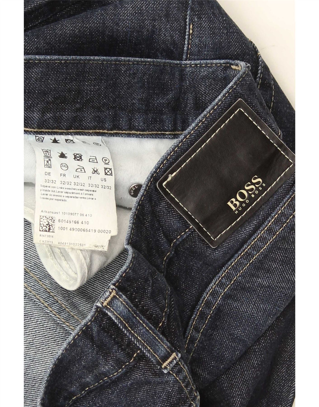 Hugo Boss Herren Straight Jeans W32 L32 Marineblaue Baumwolle