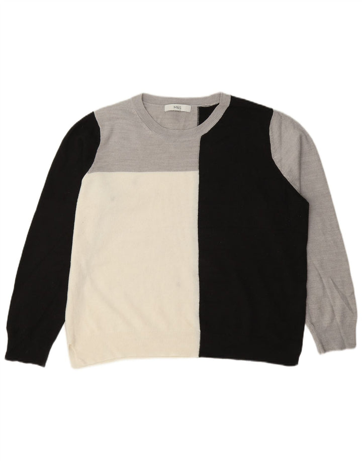 Marks & Spencer Damen-Pullover mit Rundhalsausschnitt, Gr. 14, Größe L, mehrfarbig