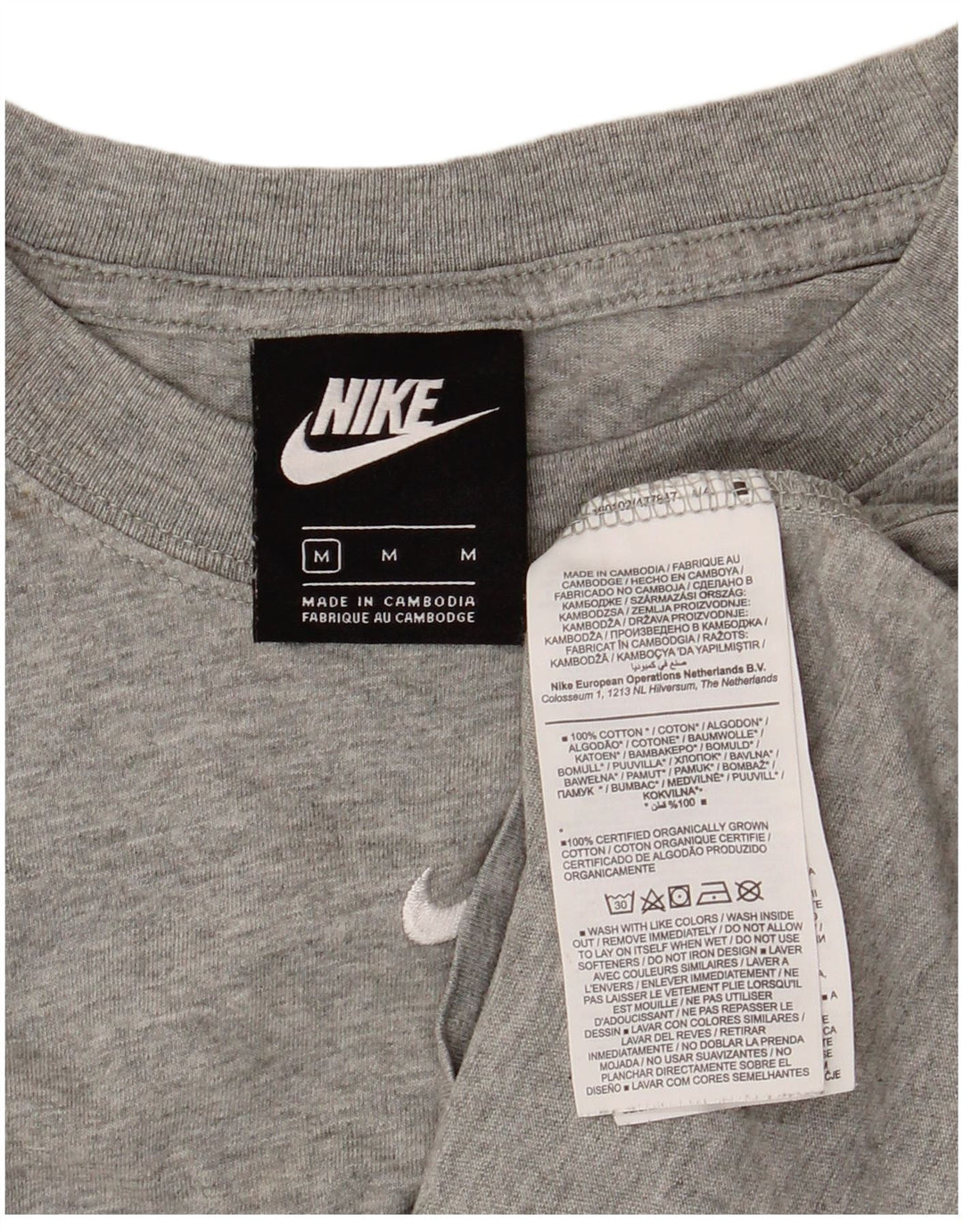NIKE Herren-T-Shirt-Oberteil aus mittelgrauer Baumwolle