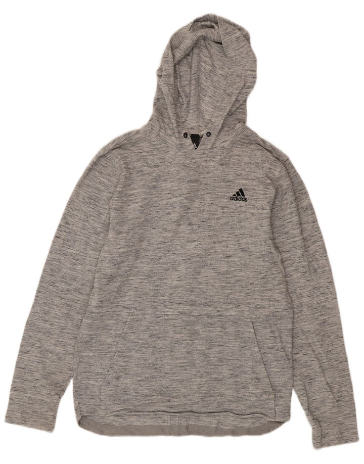 Adidas Herren-Kapuzenoberteil mit langen Ärmeln, klein, grau gefleckt