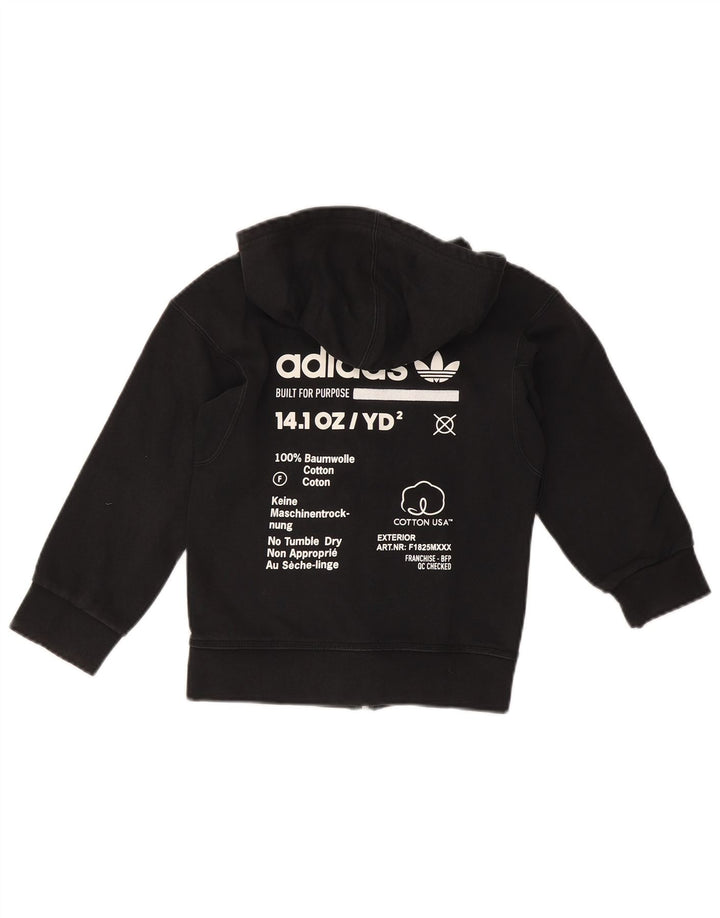 Adidas Jungen Kapuzenpullover mit grafischem Reißverschluss, 7–8 Jahre, Schwarz