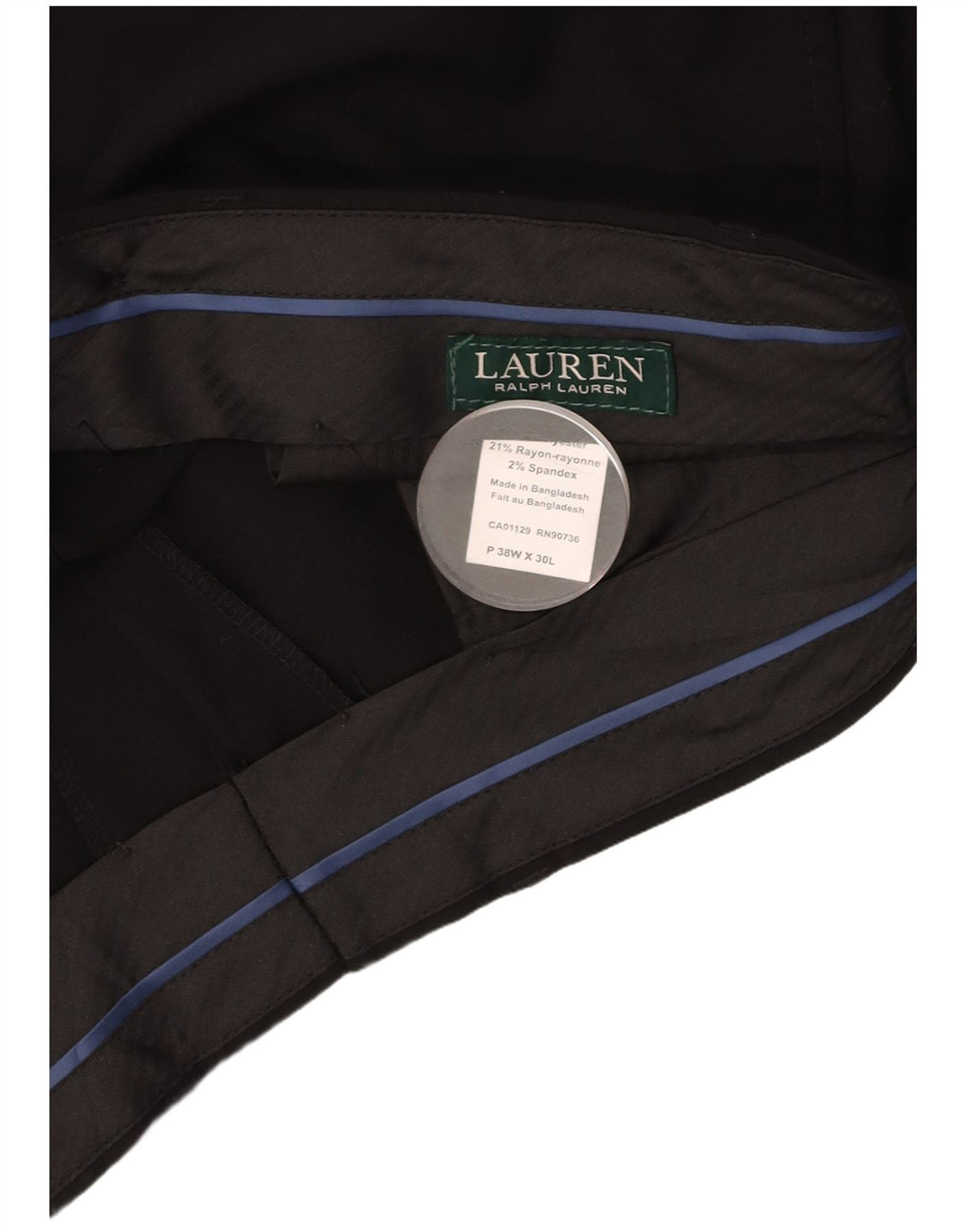 RALPH LAUREN Gerade Herren-Anzughose W38 L30 Schwarzes Polyester