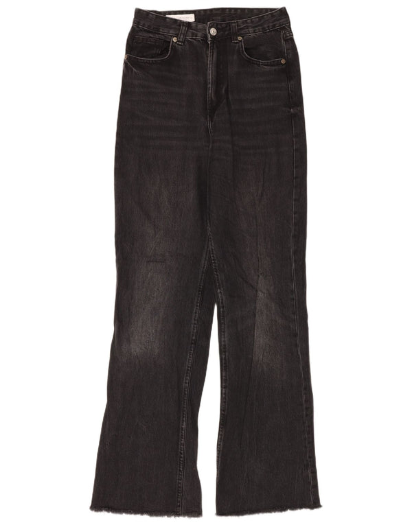 Zara Damen-Jeans mit hoher Taille und weitem Bein, EU 36, XS, B26, L34, schwarze Baumwolle