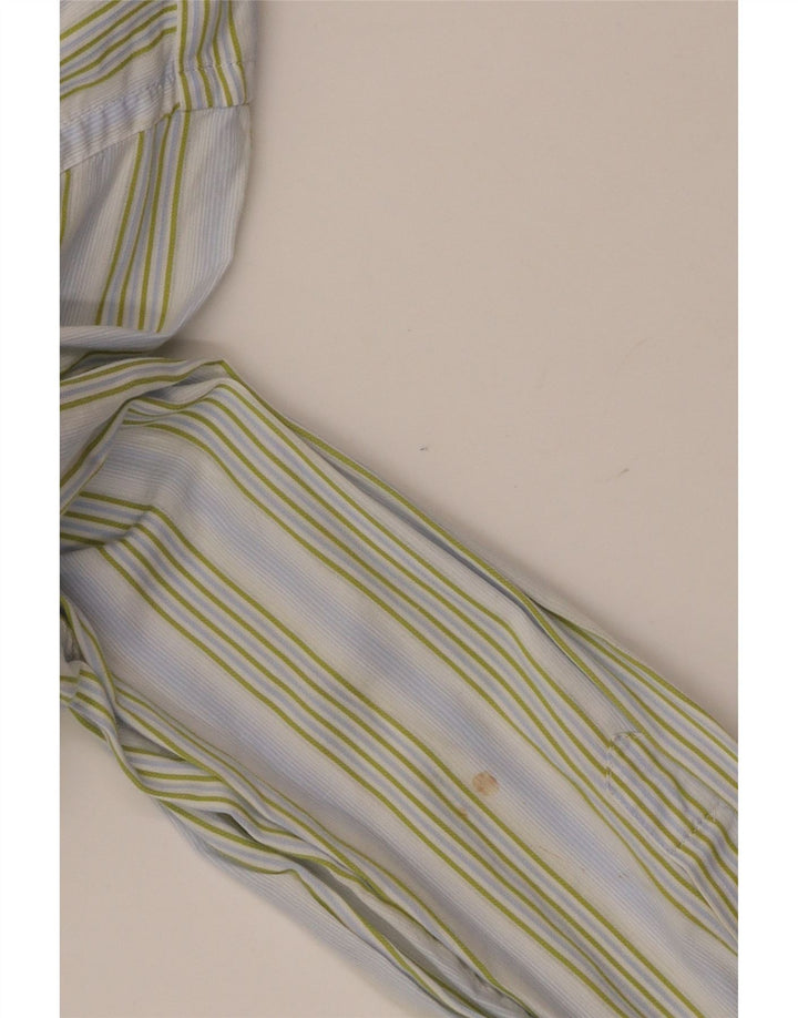 Lacoste Herrenhemd Größe 44 XL Blau gestreifte Baumwolle