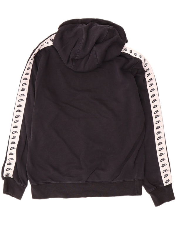 Nike Mens Graphic Hoodie Jumper Medium Black Colourblock Cotton
