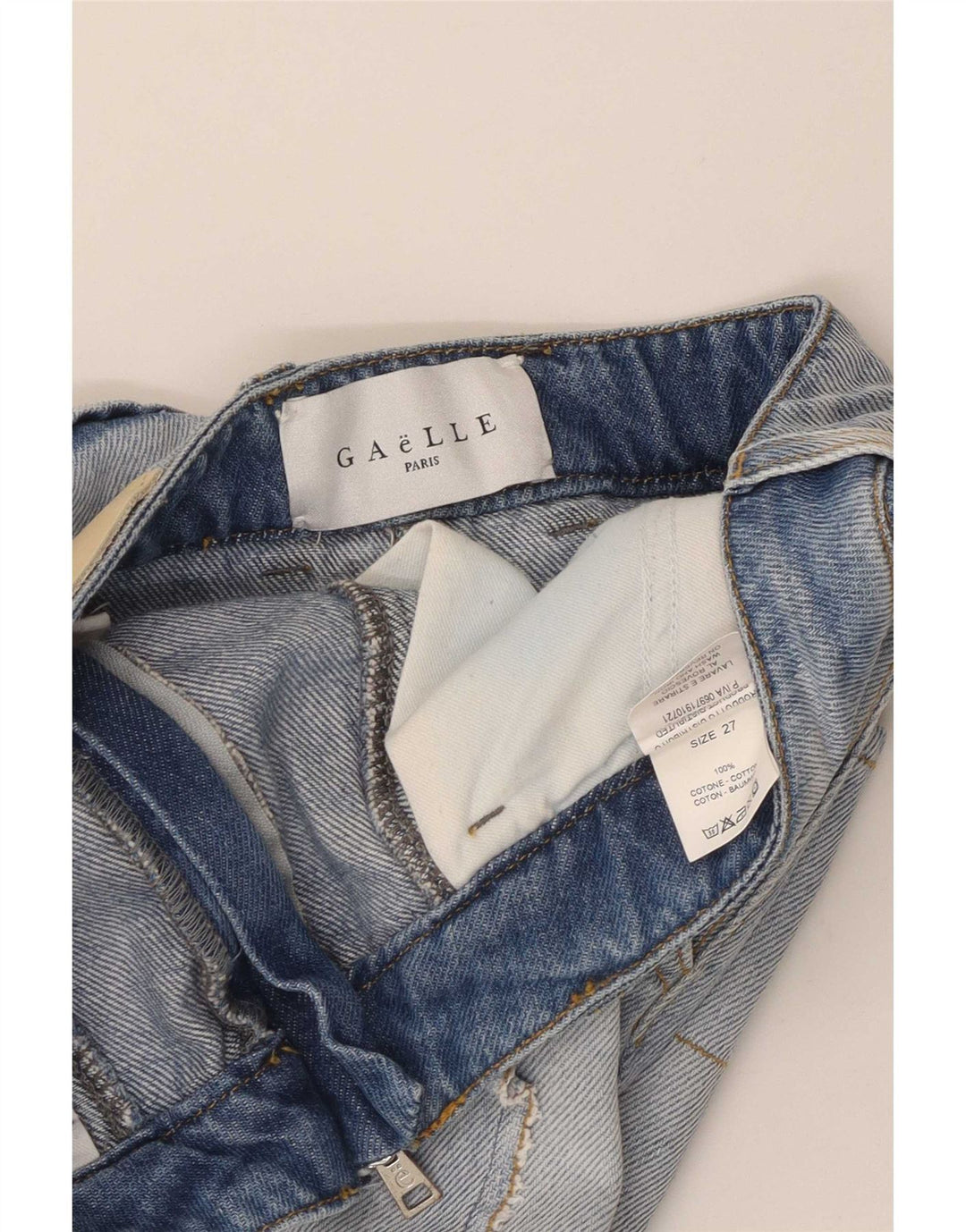 Gaelle Damen-Jeansrock mit Grafik, W27, Größe S, blau, Baumwolle