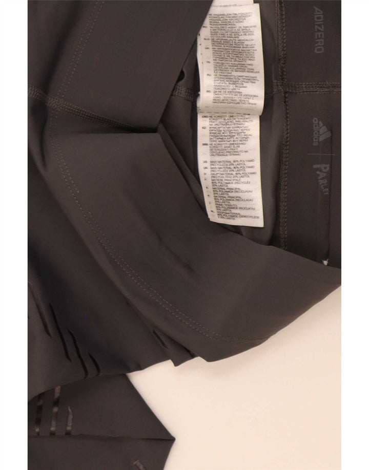 Adidas Damen Climalite Leggings UK 8/10 Small Grau gestreift Polyamid