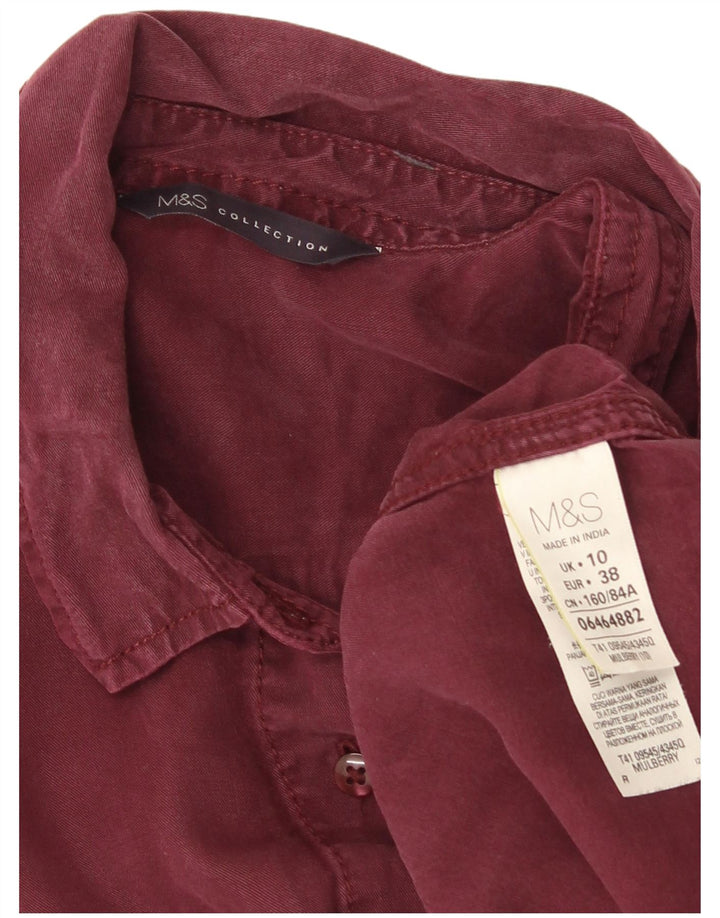 Marks & Spencer Damen Jeanshemd UK 10 Small Burgund Lyocell