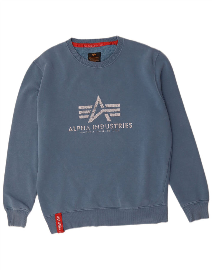 Alpha Industries Herren-Sweatshirt mit Grafik, mittelblaue Baumwolle