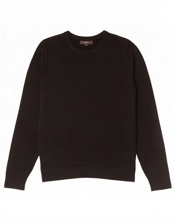 Marks & Spencer Mens Boat Neck Jumper Sweater Medium Black Acrylic