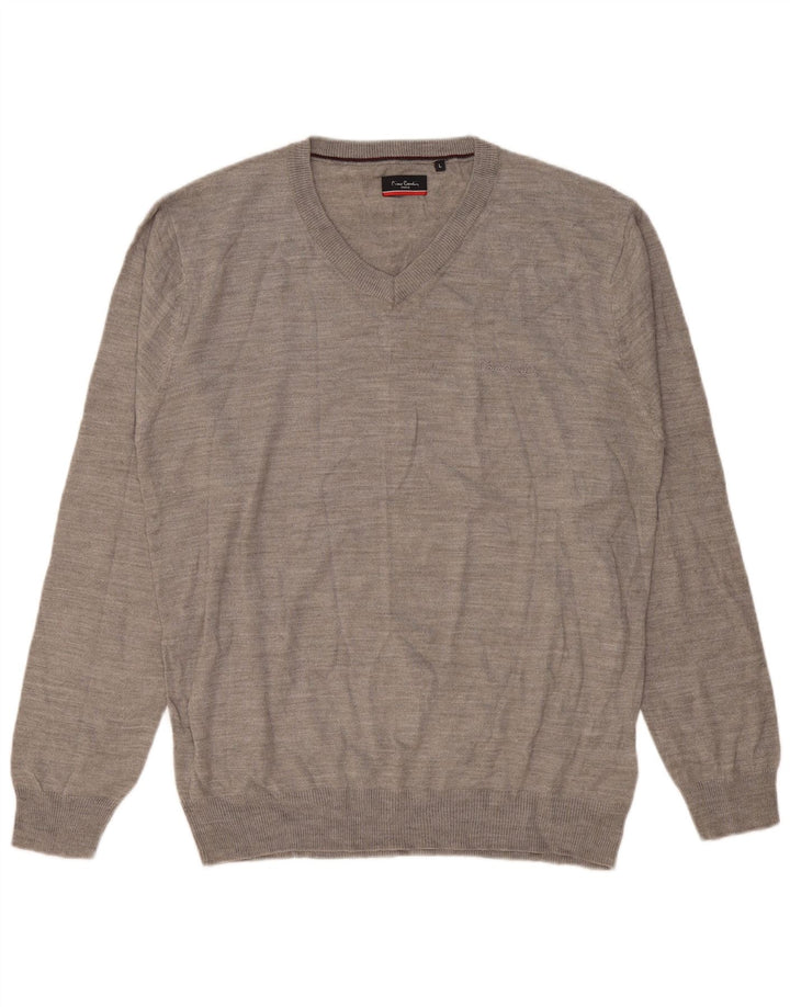 Pierre Cardin Herren-Pullover mit V-Ausschnitt, großes graues Acryl