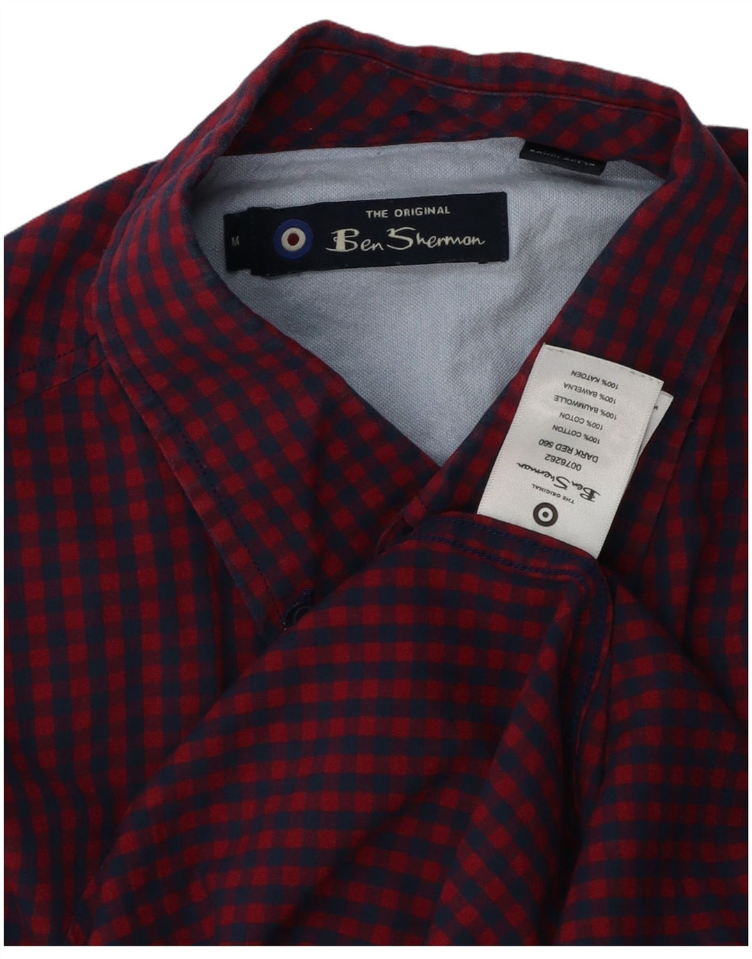 BEN SHERMAN Herrenhemd aus mittelroter Gingham-Baumwolle