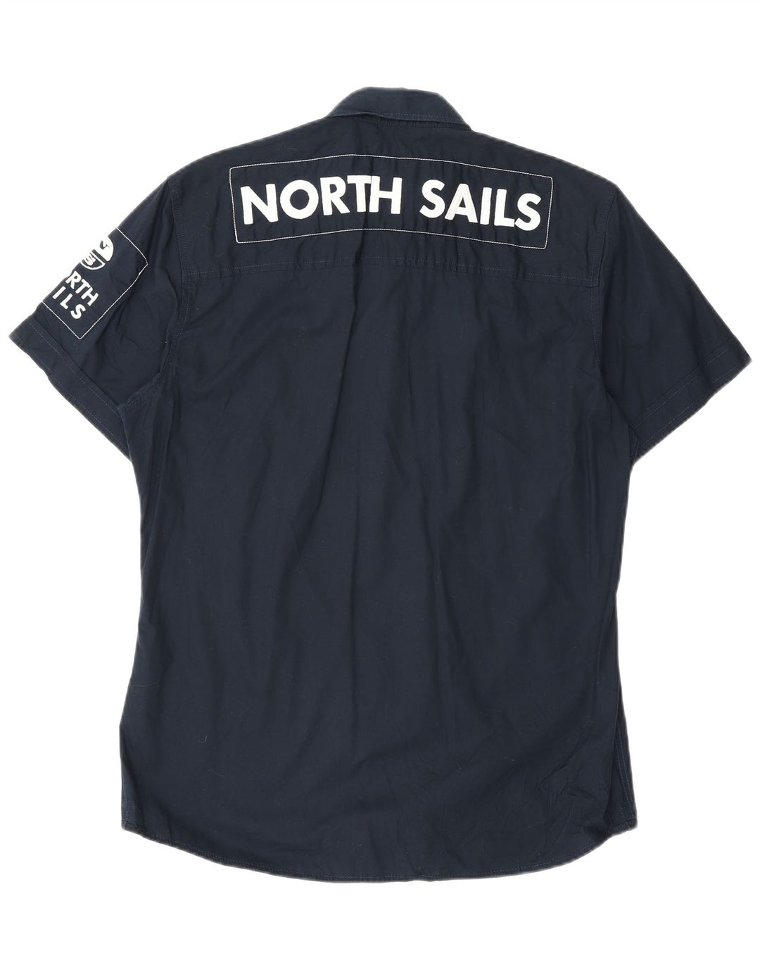 North Sails Herren Grafik-Kurzarmhemd aus mittelblauer Baumwolle