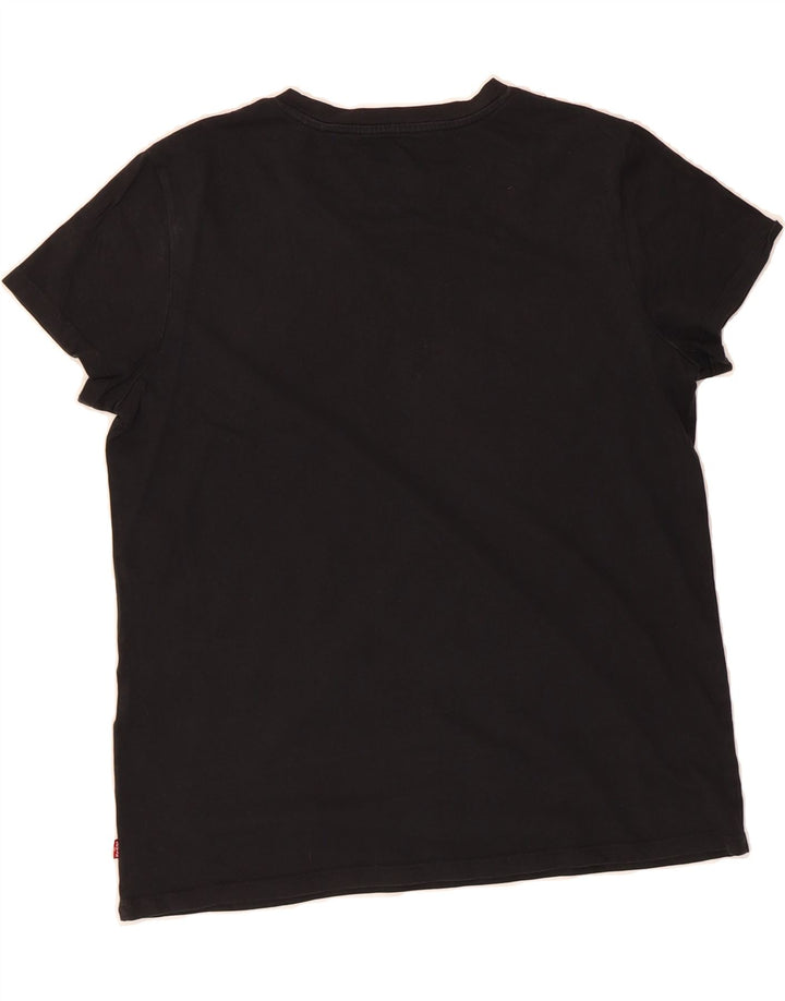 LEVI'S Womens Graphic T-Shirt Top UK 14 Medium Black Vintage Levi's and Second-Hand Levi's from Messina Hembry 