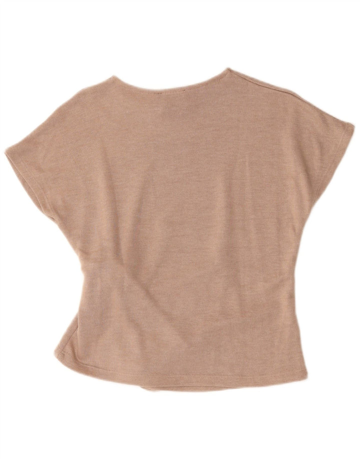 Zara Damen-Blusenoberteil mit vorderer Krawatte, UK 10, Größe S, Beige, Polyester