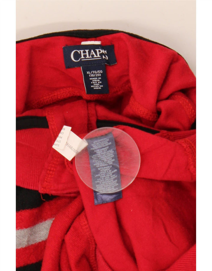 CHAPS Jungen-Pullover mit Knopfkragen, 15–16 Jahre, XL, Rot, Farbblock
