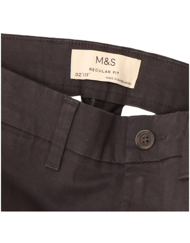 MARKS & SPENCER Herren-Chinohose mit normaler Passform, gerade Passform, W32 L33, Schwarz