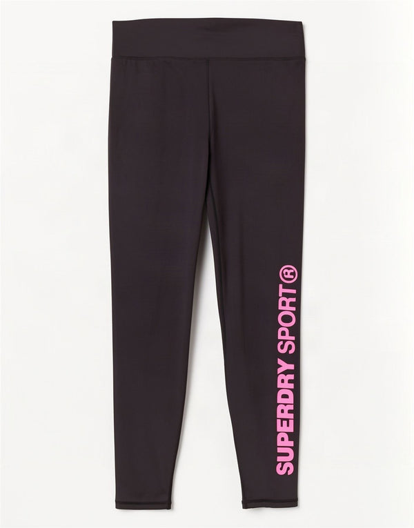 Superdry Womens Graphic Leggings UK 14 Large Black Polyester