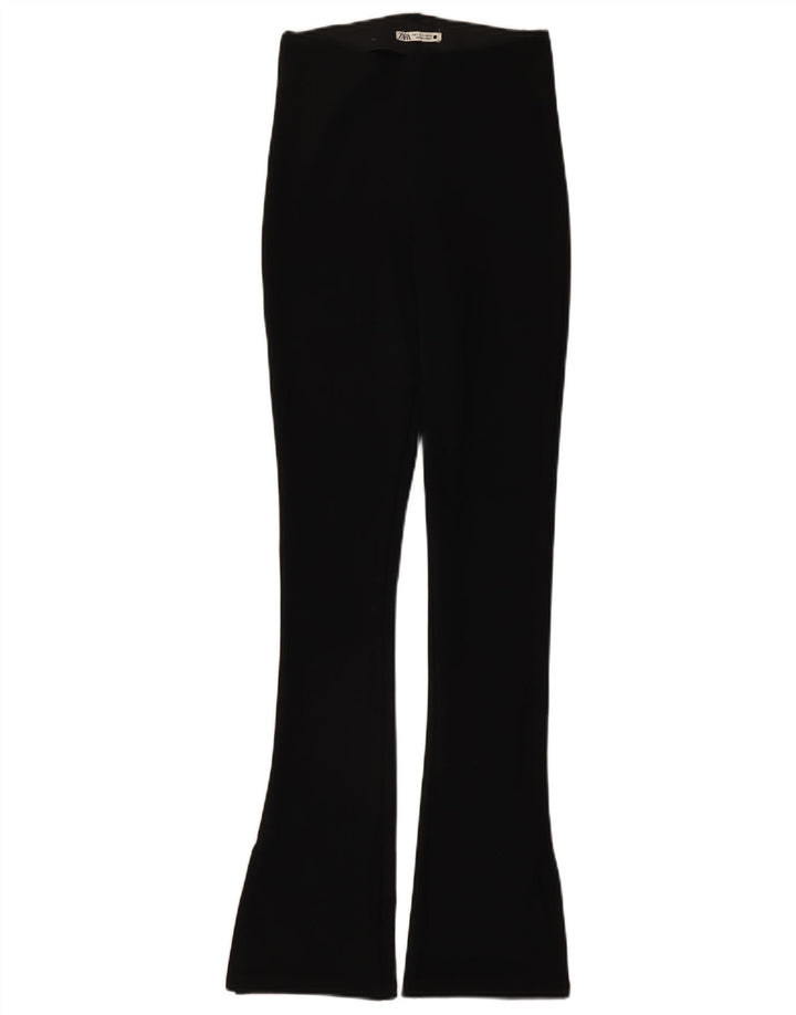 Zara Damen-Flare-Freizeithose, Größe S, W26, L32, Schwarz, Polyester