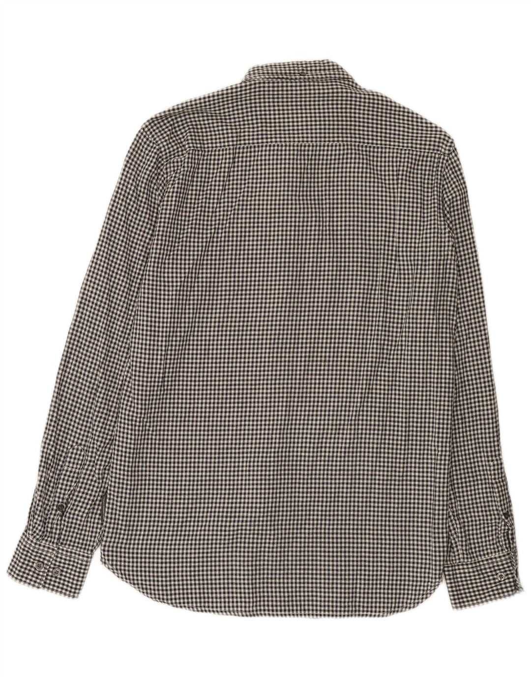 French Connection Herrenhemd aus mittelschwarzer Gingham-Baumwolle
