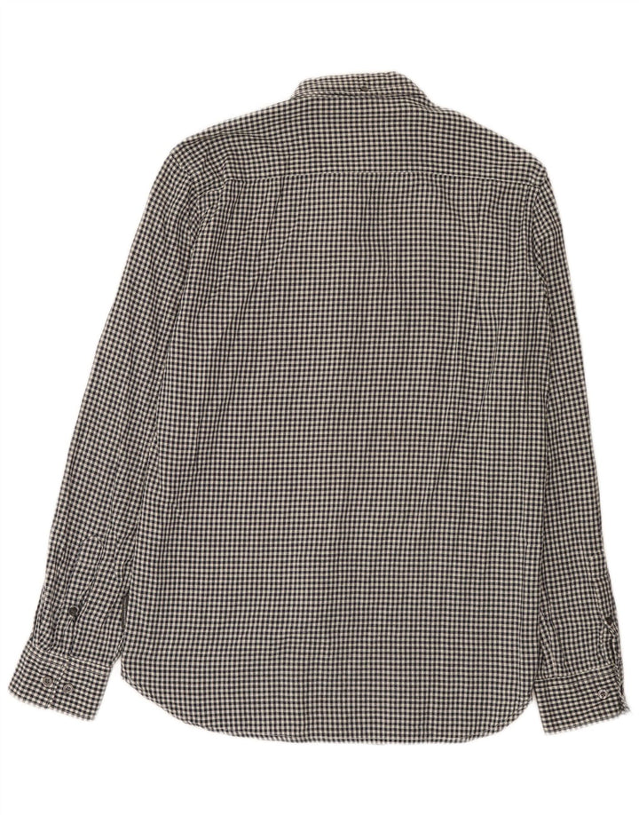 French Connection Herrenhemd aus mittelschwarzer Gingham-Baumwolle
