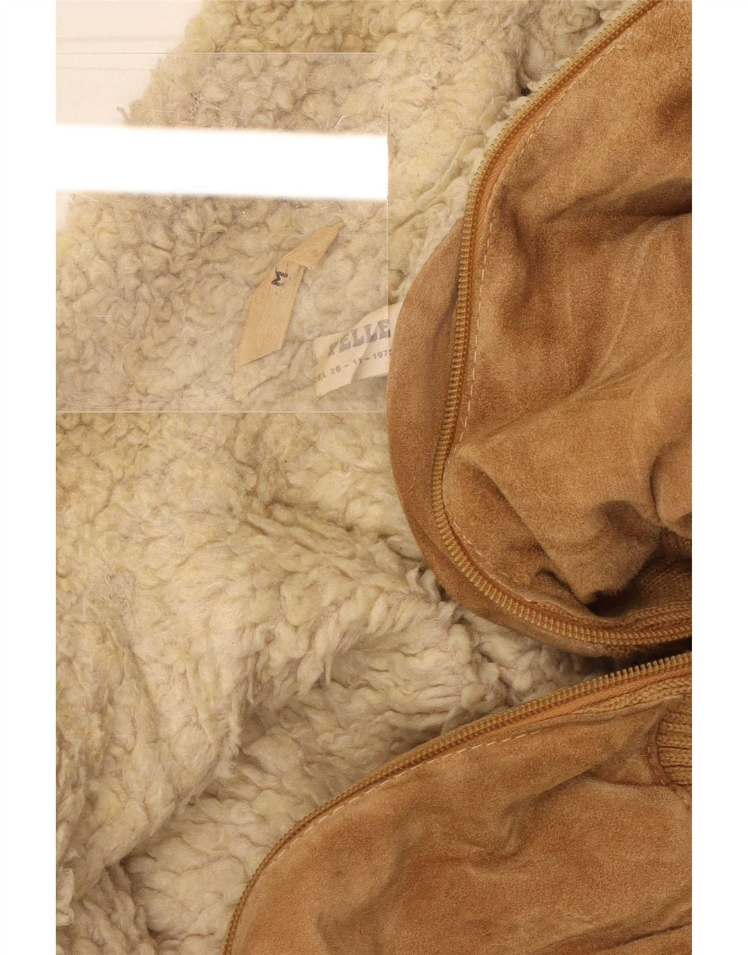 Vintage Herren Sherpa Wildlederjacke UK 38 Medium Beige Leder