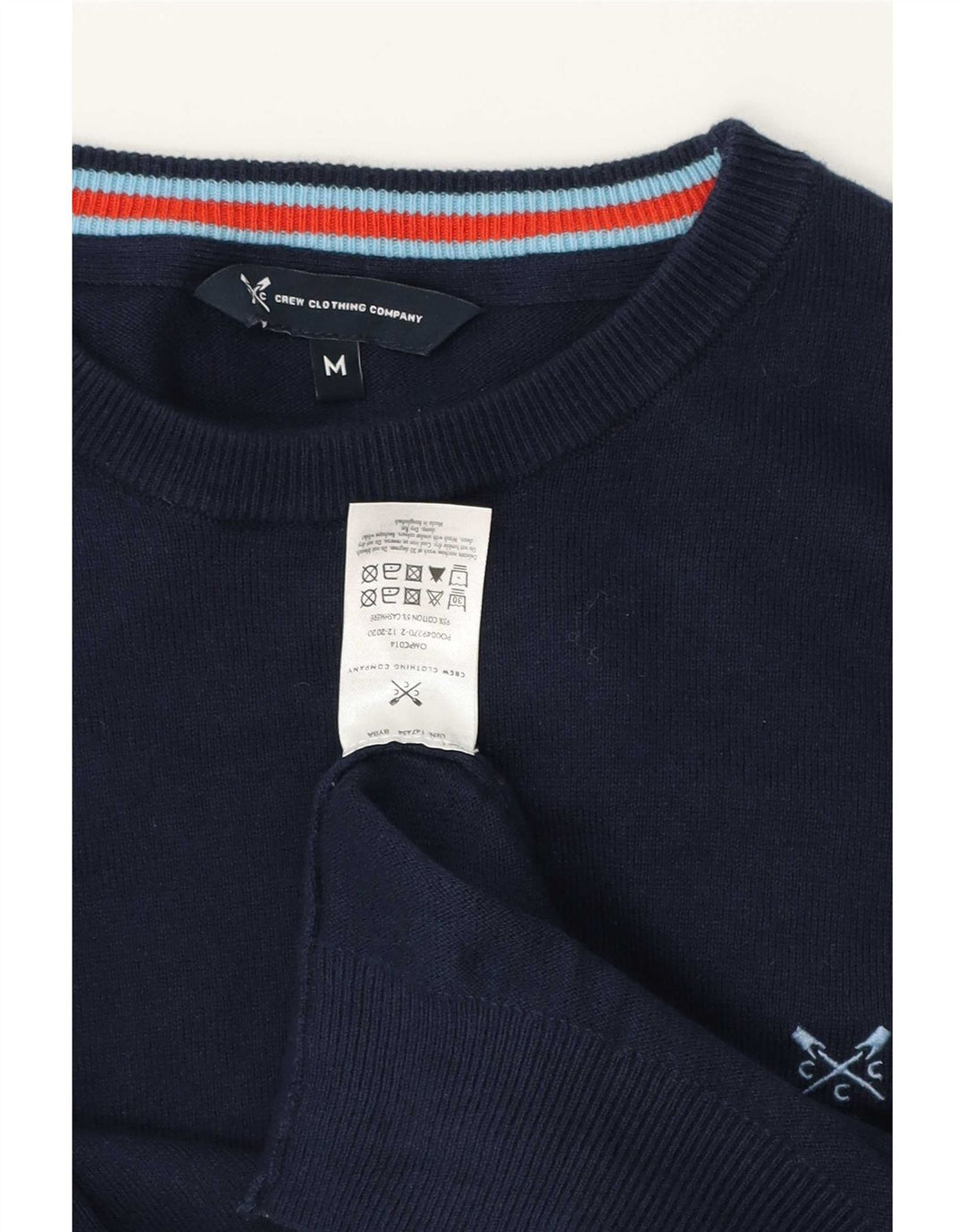 Crew Clothing Herren-Pullover mit Rundhalsausschnitt, mittlere Marineblau-Baumwolle