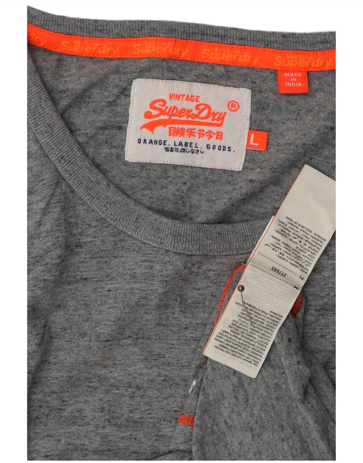 SUPERDRY Herren-Trägershirt, groß, grau gesprenkelte Baumwolle