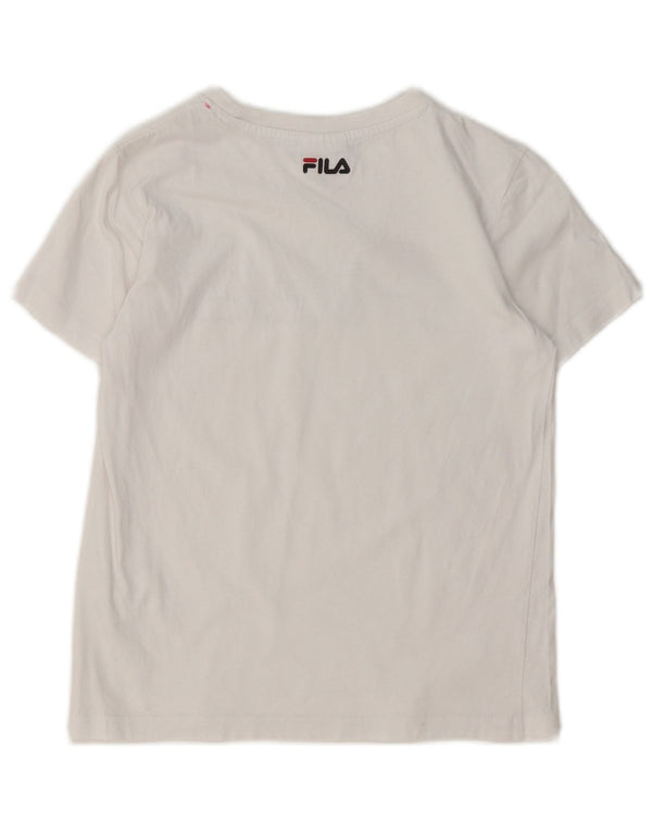 Fila Mädchen-T-Shirt mit Grafik, 9–10 Jahre, weiße Baumwolle