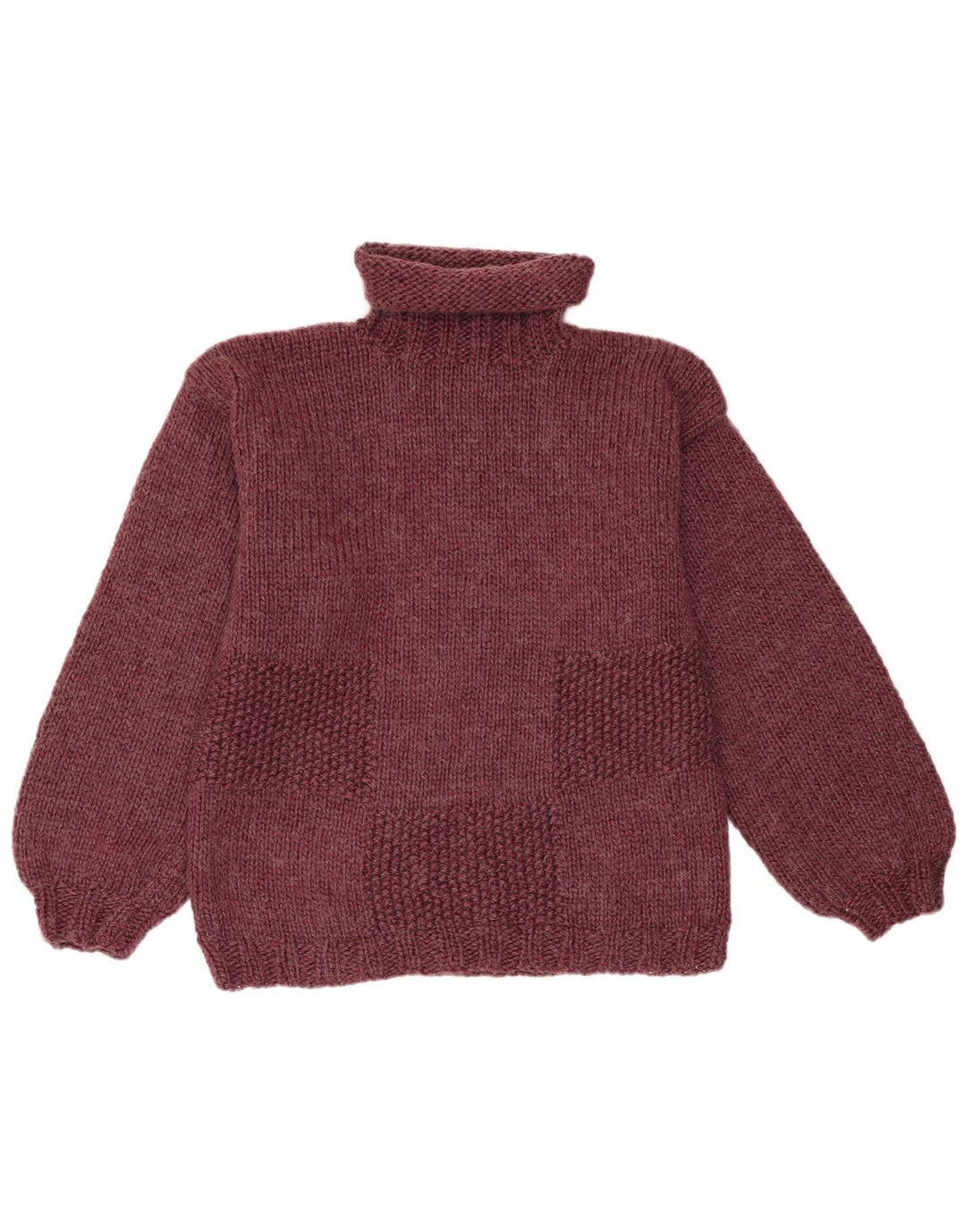 Vintage Damen Rollkragenpullover Pullover UK 14 Medium Burgund